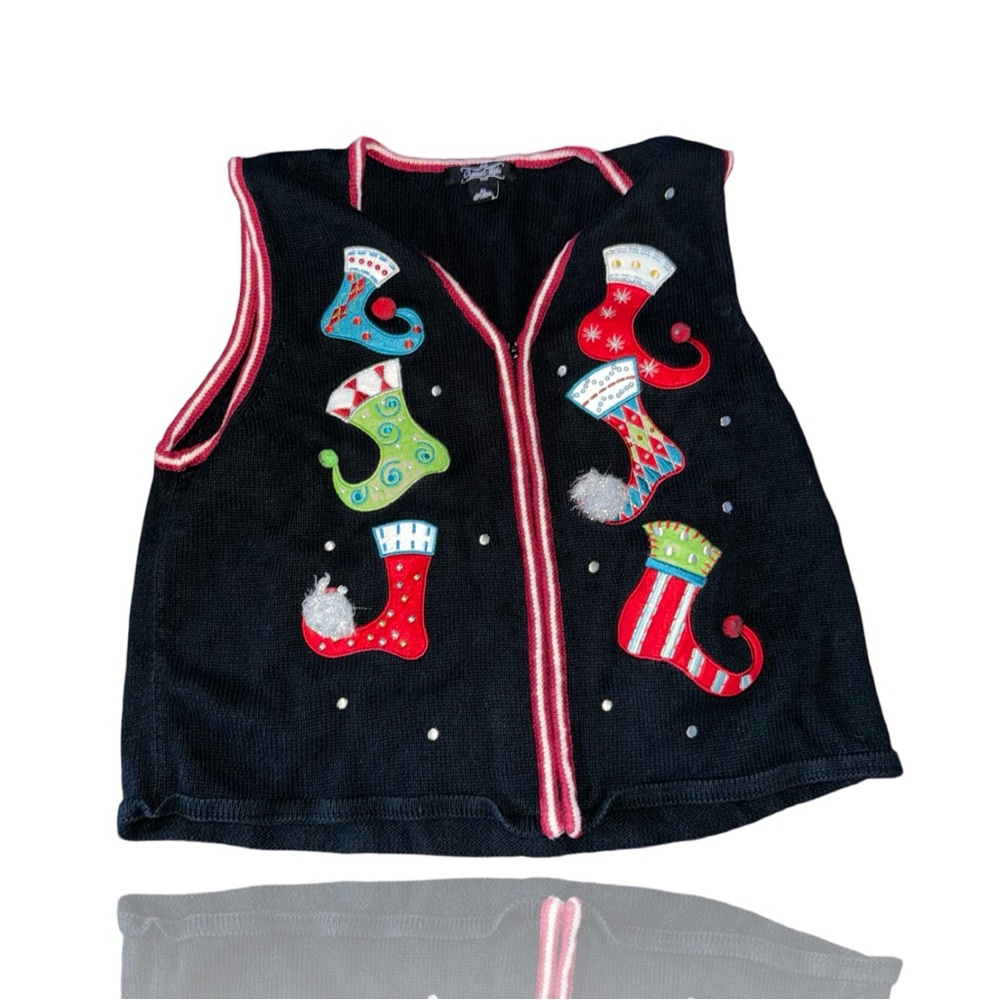 Ugly Christmas Sweater Vest by Crystal Koby: Womens XL: Vintage: Tacky Xmas